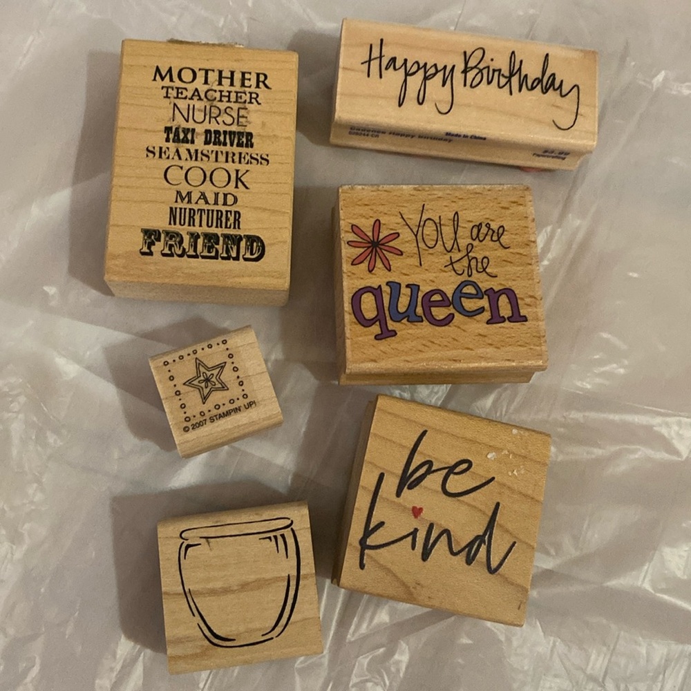 Set of 6 rubber stamps